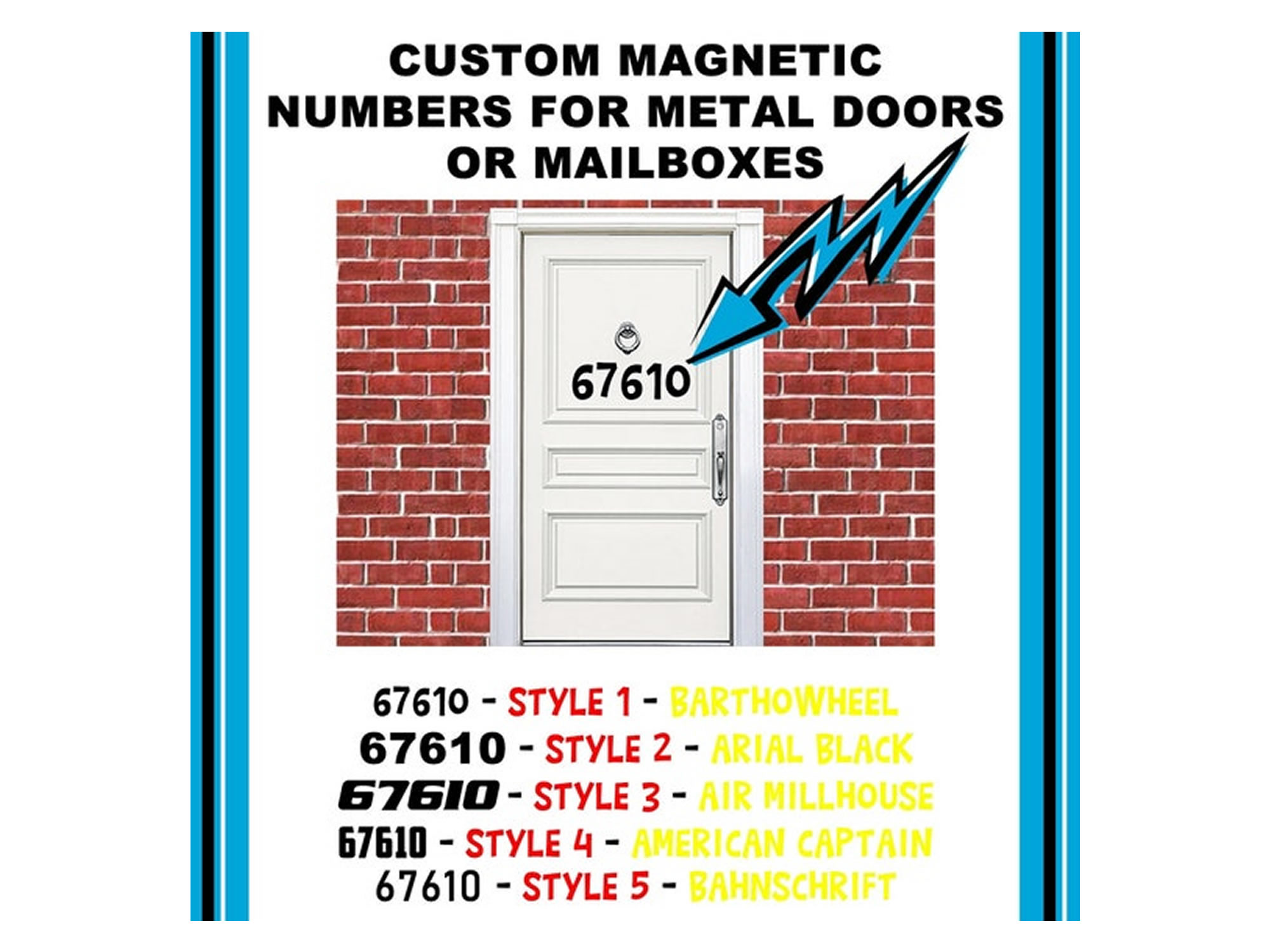 up to 5 Custom Magnetic Numbers Various Heights.