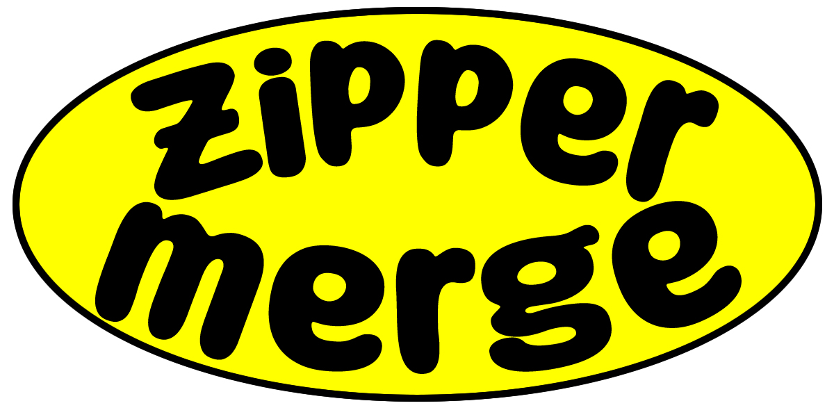 Zipper Merge Oval Vinyl Bumper Sticker, Window Cling or Bumper Sticker Magnet in UV Laminate Coating