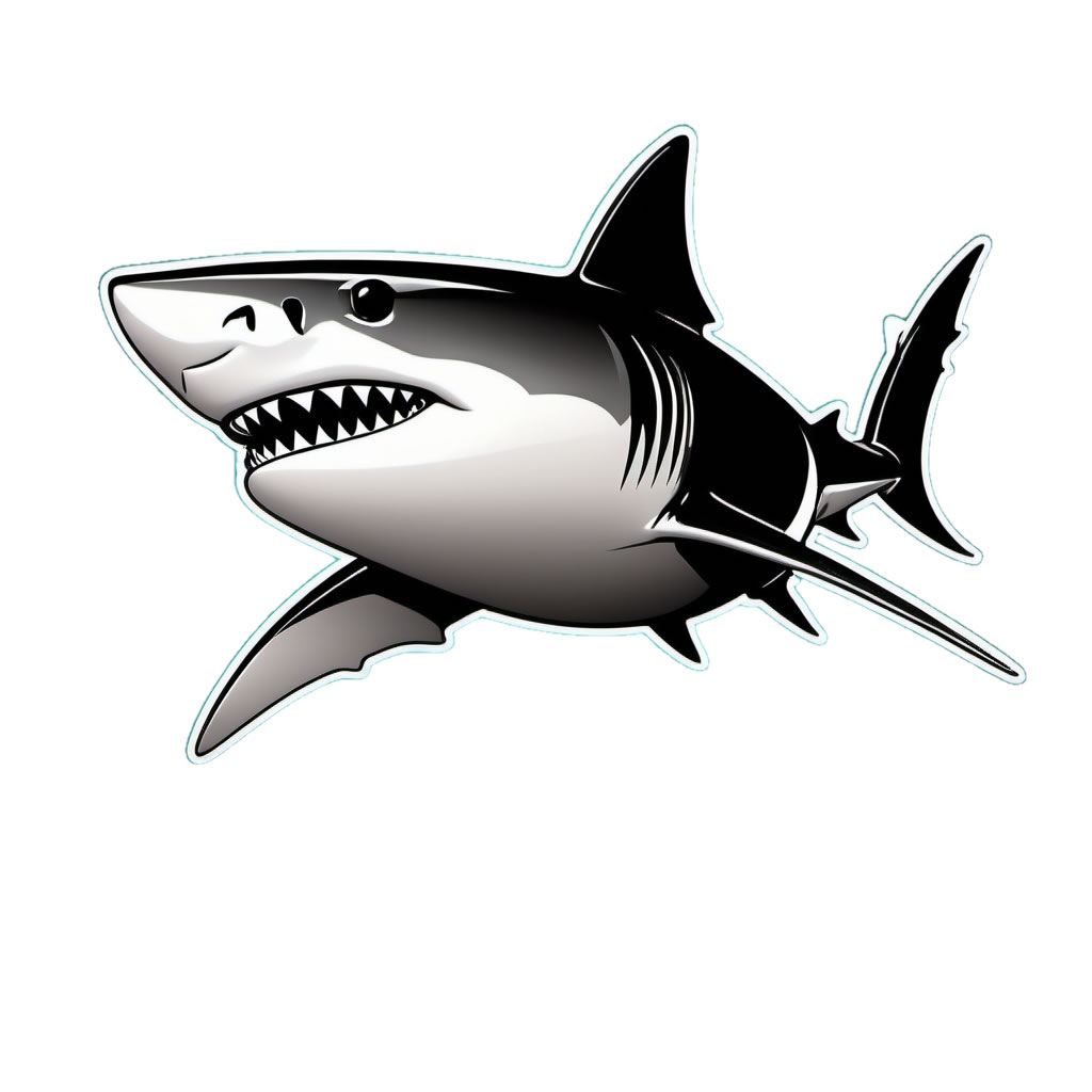Shark Vinyl Bumper Sticker  Window Cling or Bumper Sticker Magnet in UV Laminate Coating