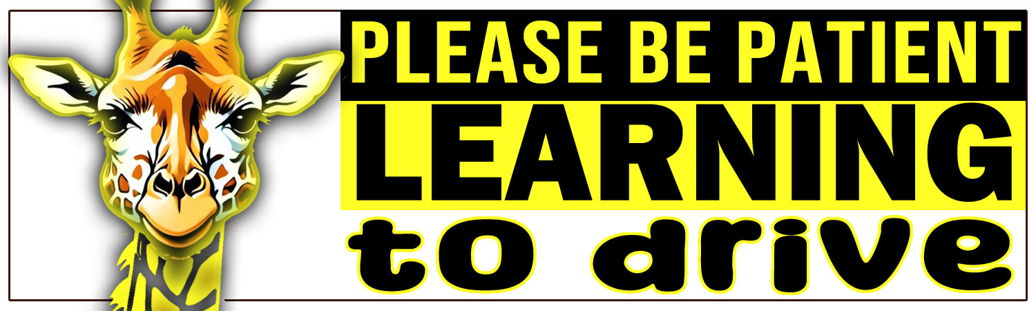 Please Be Patient Learning To Drive Vinyl Bumper Sticker  Window Cling or Bumper Sticker Magnet in UV Laminate Coating