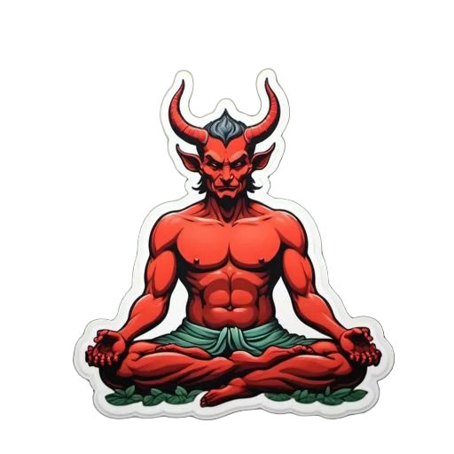 Devil Meditating Sticker Magnet