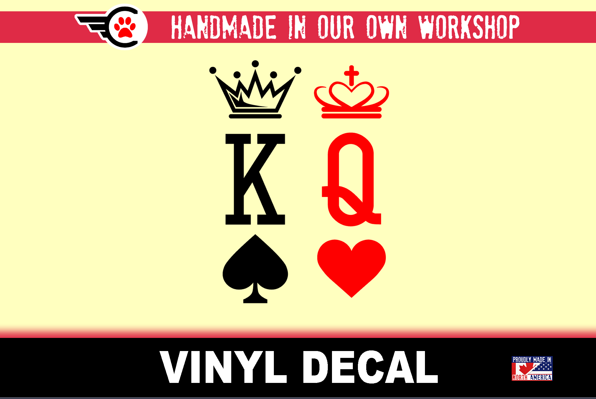 King and Queen Vinyl Decal In Various Colors  Chrome Colors and Various Sizes