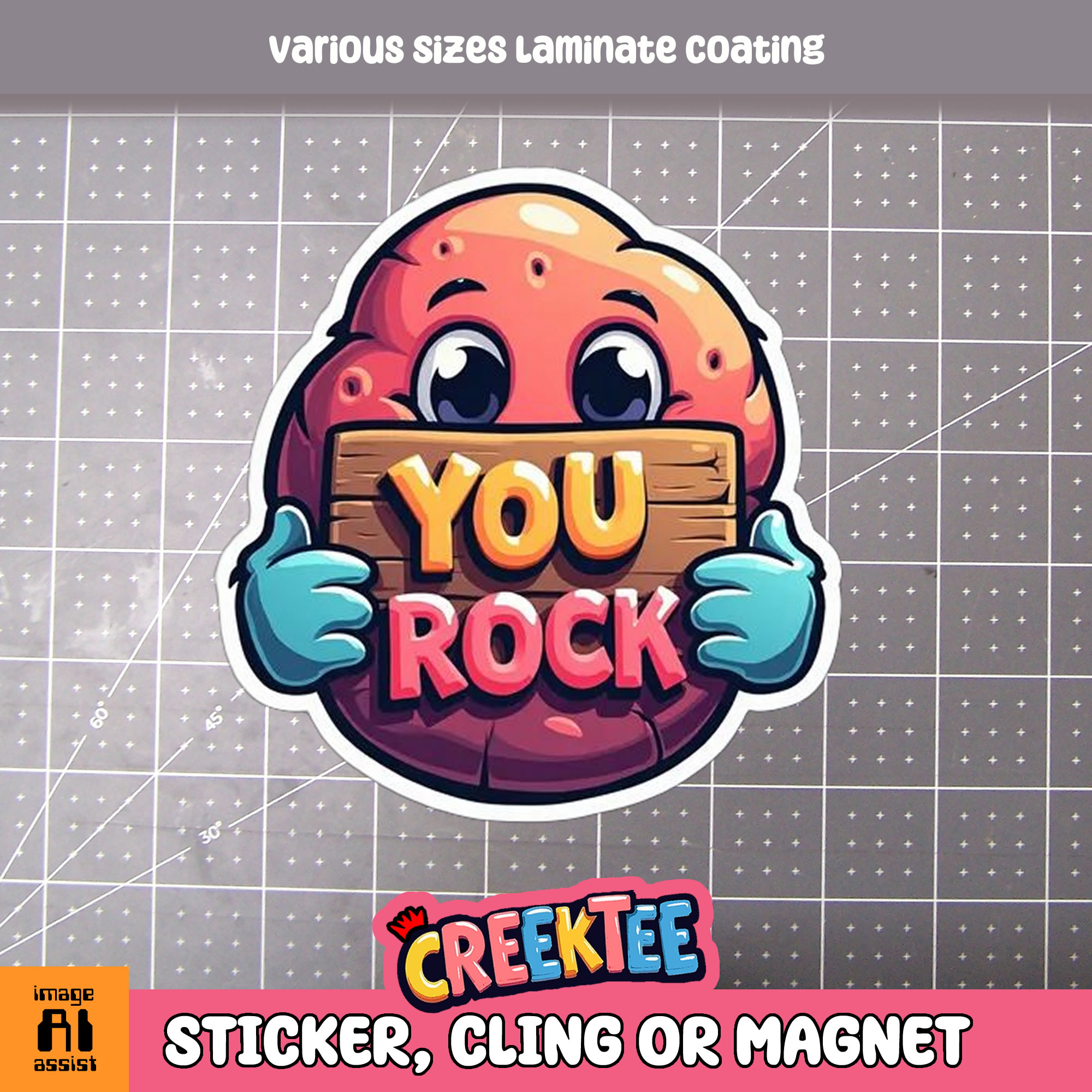 You Rock Die Cut Vinyl Sticker  Window Cling or Magnet with Laminate Coating in Various Sizes