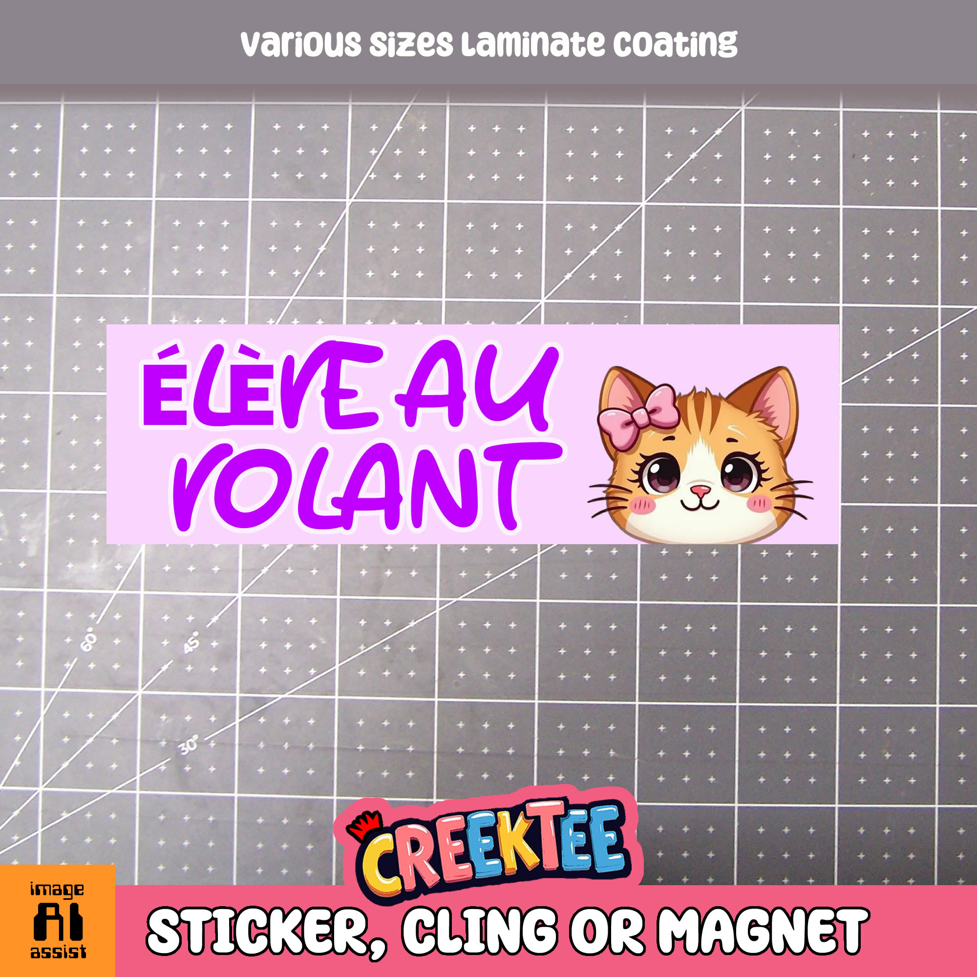   l  ve au volant Vinyl Bumper Sticker  Window Cling or Magnet in UV Laminate Coating and Various Sizes