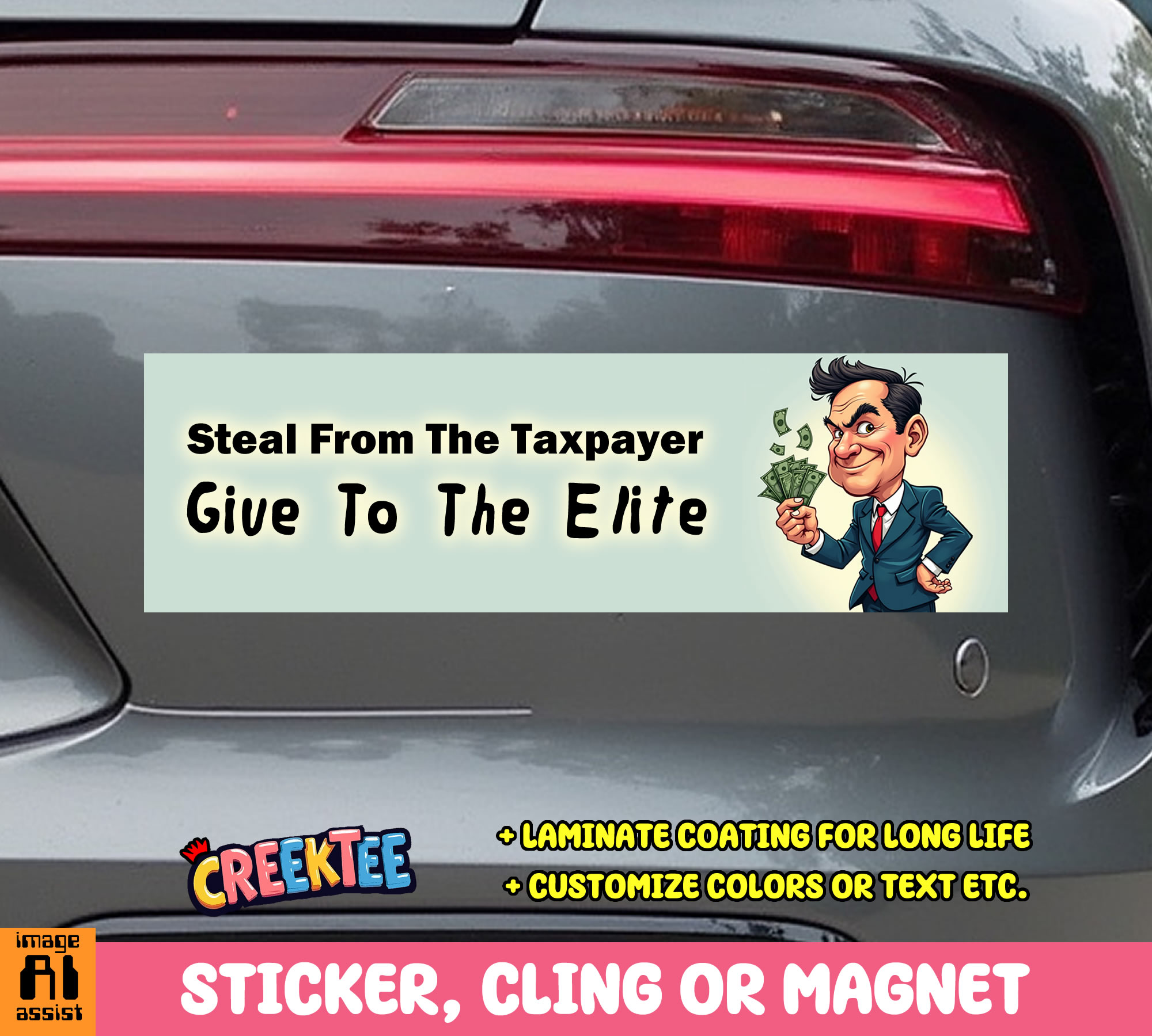 Give To The Elite Vinyl Bumper Sticker  Window Cling or Bumper Sticker Magnet in UV Laminate Coating