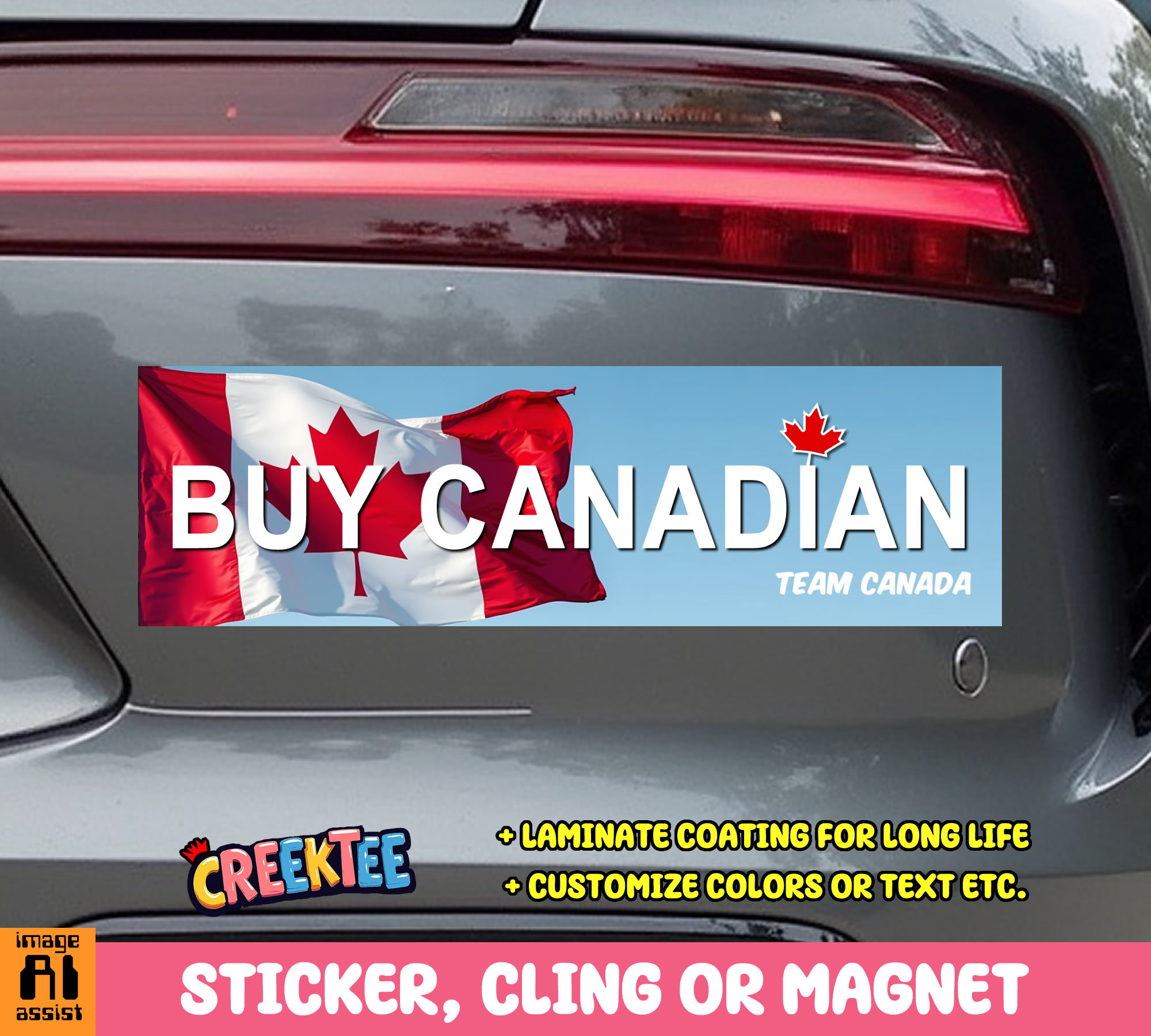 Buy Canadian Vinyl Bumper Sticker  Window Cling or Bumper Sticker Magnet in UV Laminate Coating
