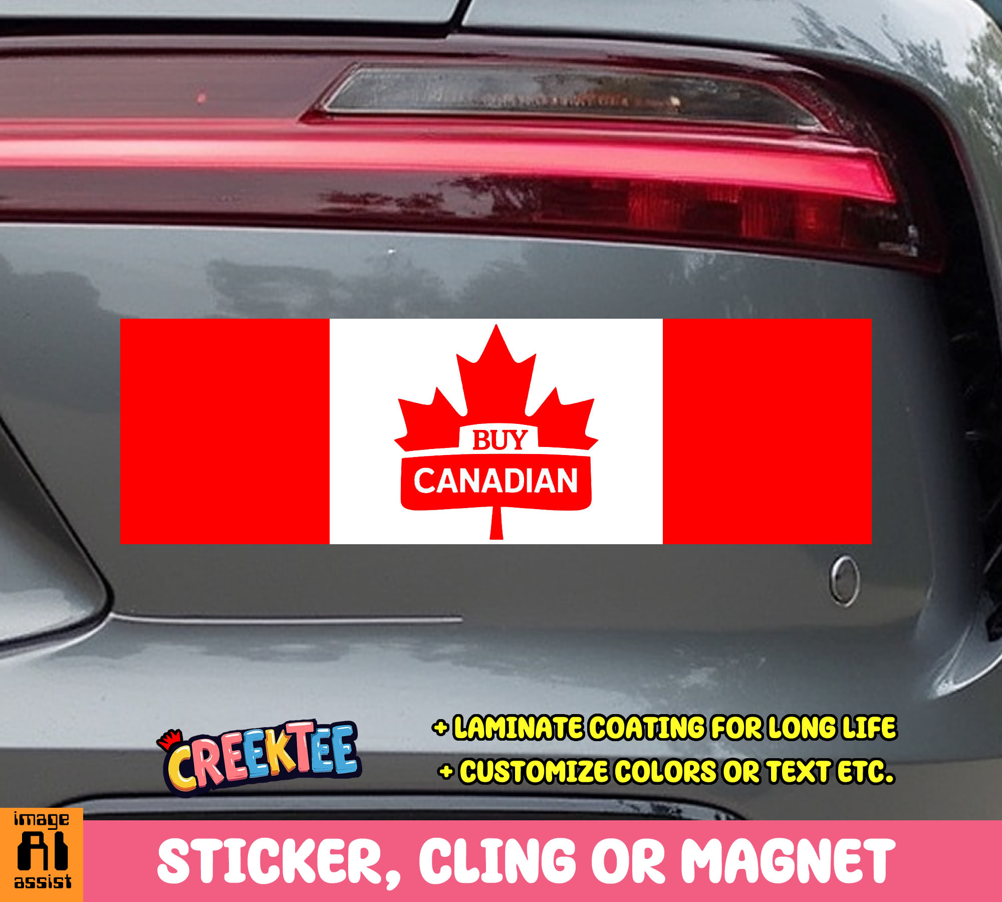 Buy Canadian Vinyl Bumper Sticker  Window Cling or Magnet in UV Laminate Coating and Various Sizes