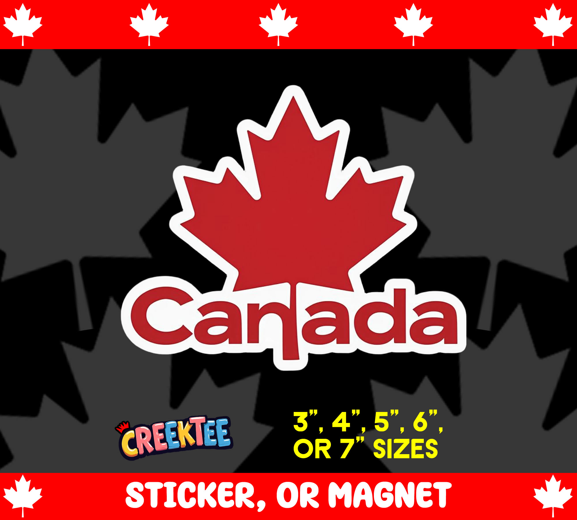 Canada Maple Leaf Die Cut Vinyl Sticker  Window Cling or Magnet with Laminate Coating in Various Sizes