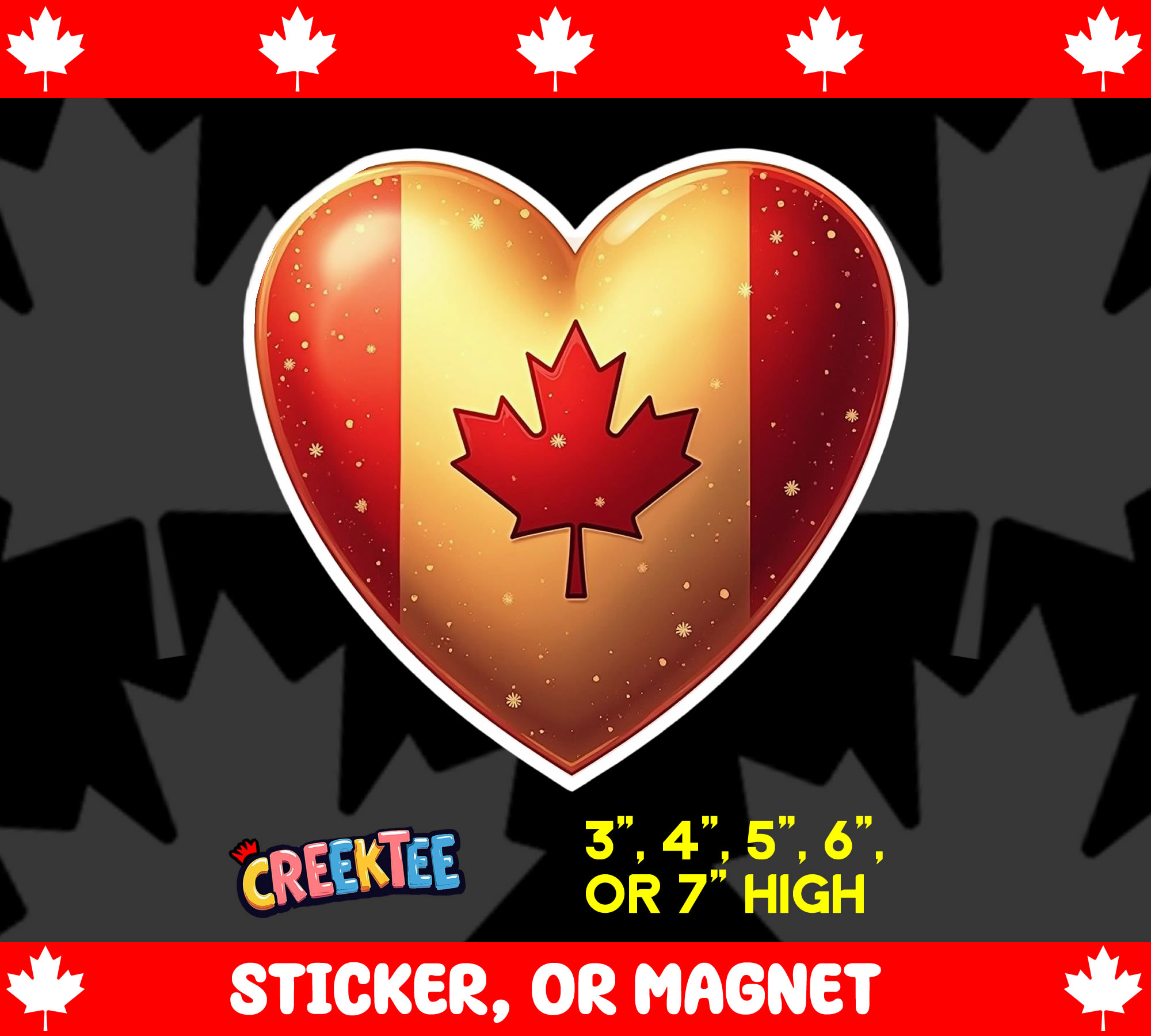 Heart Canada Flag Die Cut Vinyl Sticker  Window Cling or Magnet with Laminate Coating in Various Sizes
