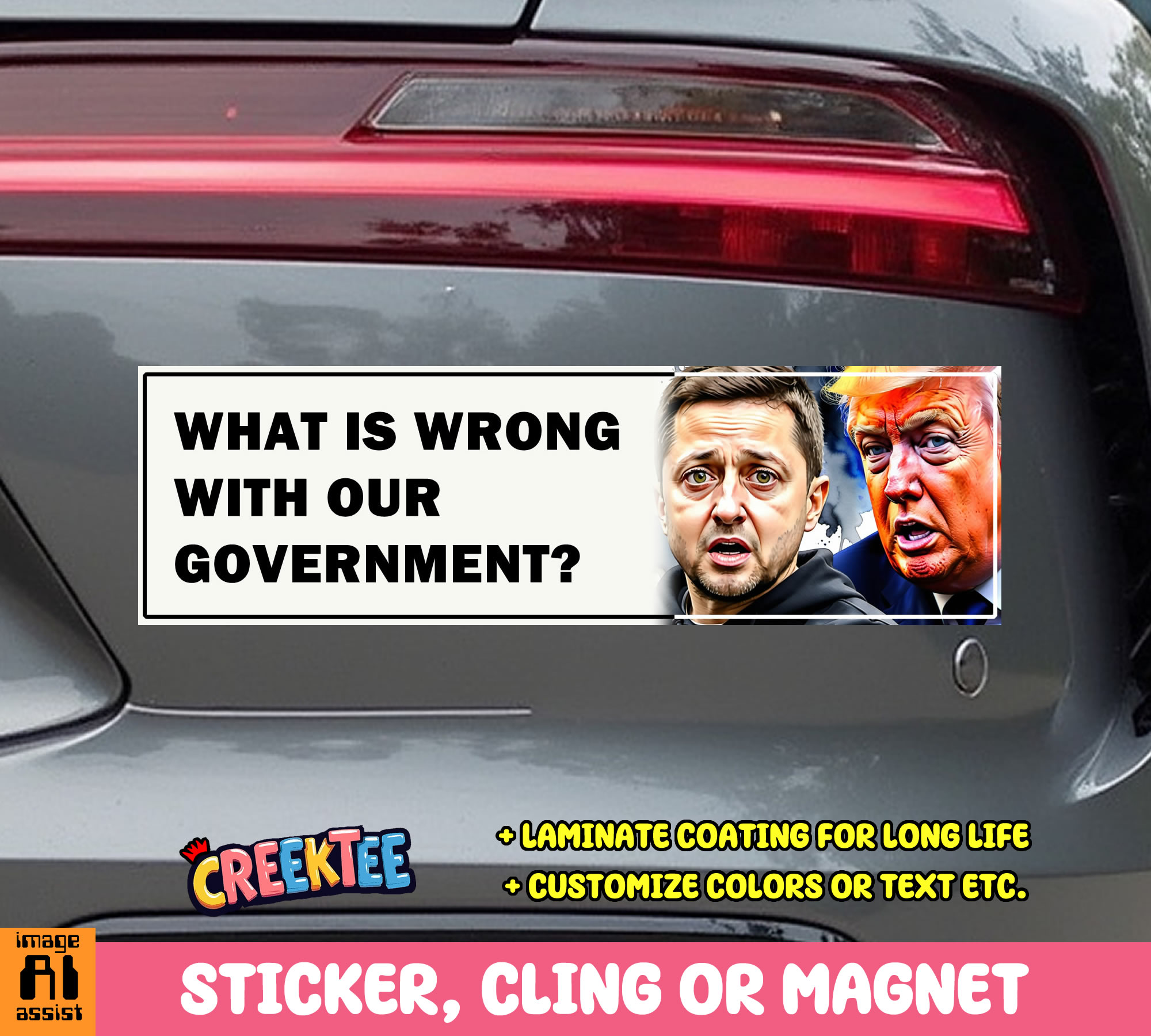 What is Wrong with Our Government  Vinyl Bumper Sticker  Window Cling or Magnet in UV Laminate Coating and Various Sizes