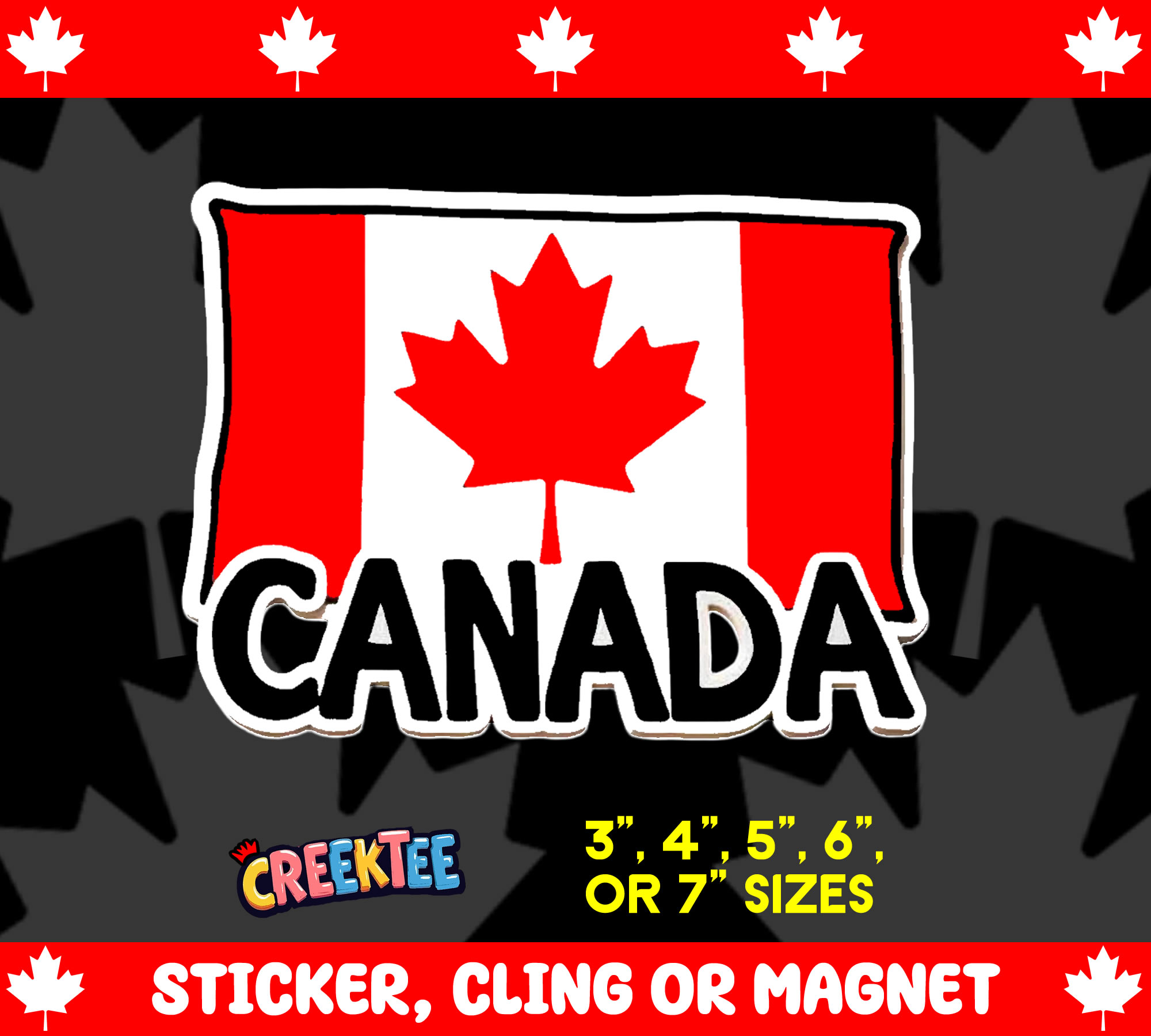 Canada Die Cut Vinyl Sticker  Window Cling or Magnet with Laminate Coating in Various Sizes