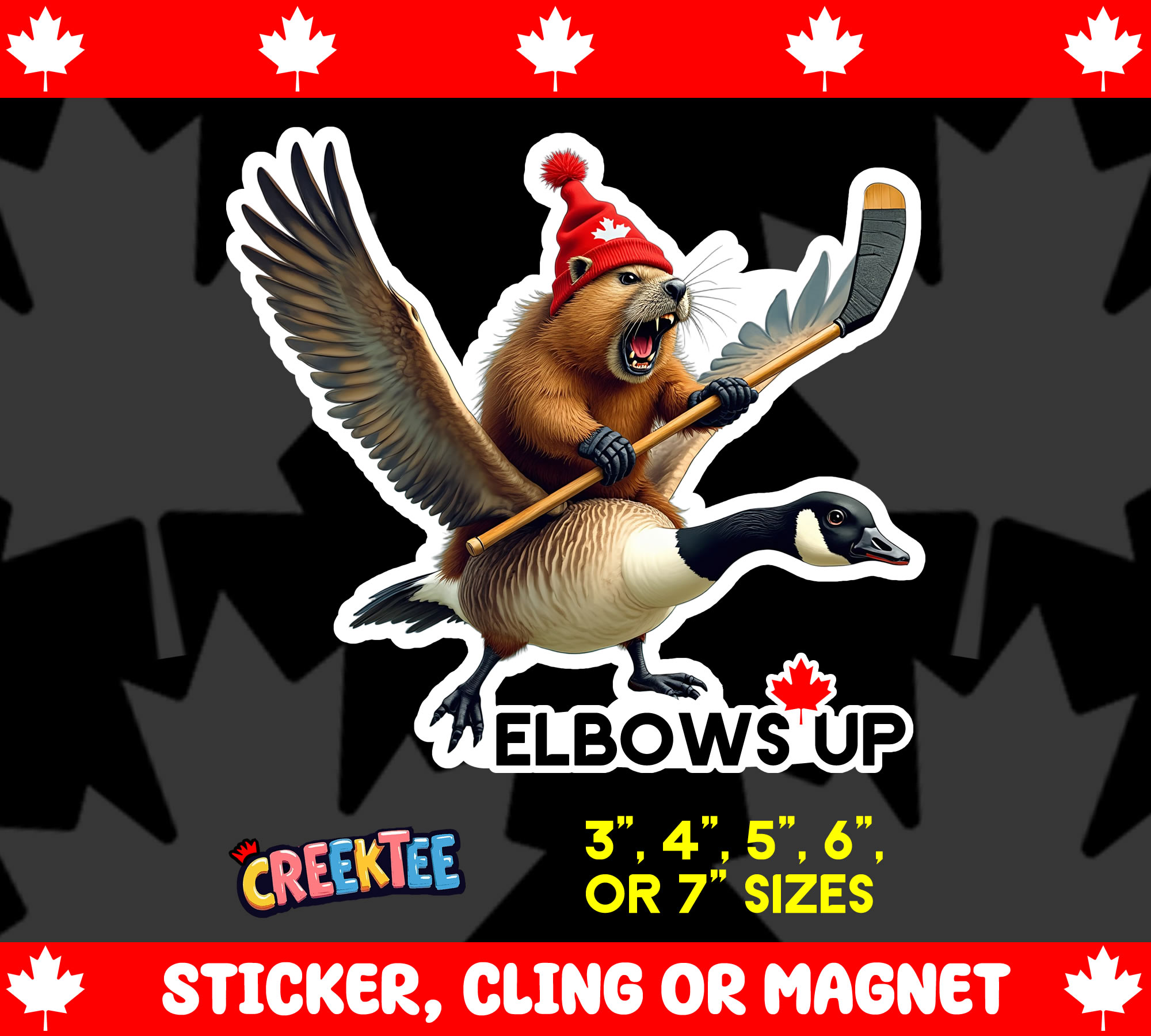 Elbows Up Die Cut Vinyl Sticker  Window Cling or Magnet with Laminate Coating in Various Sizes