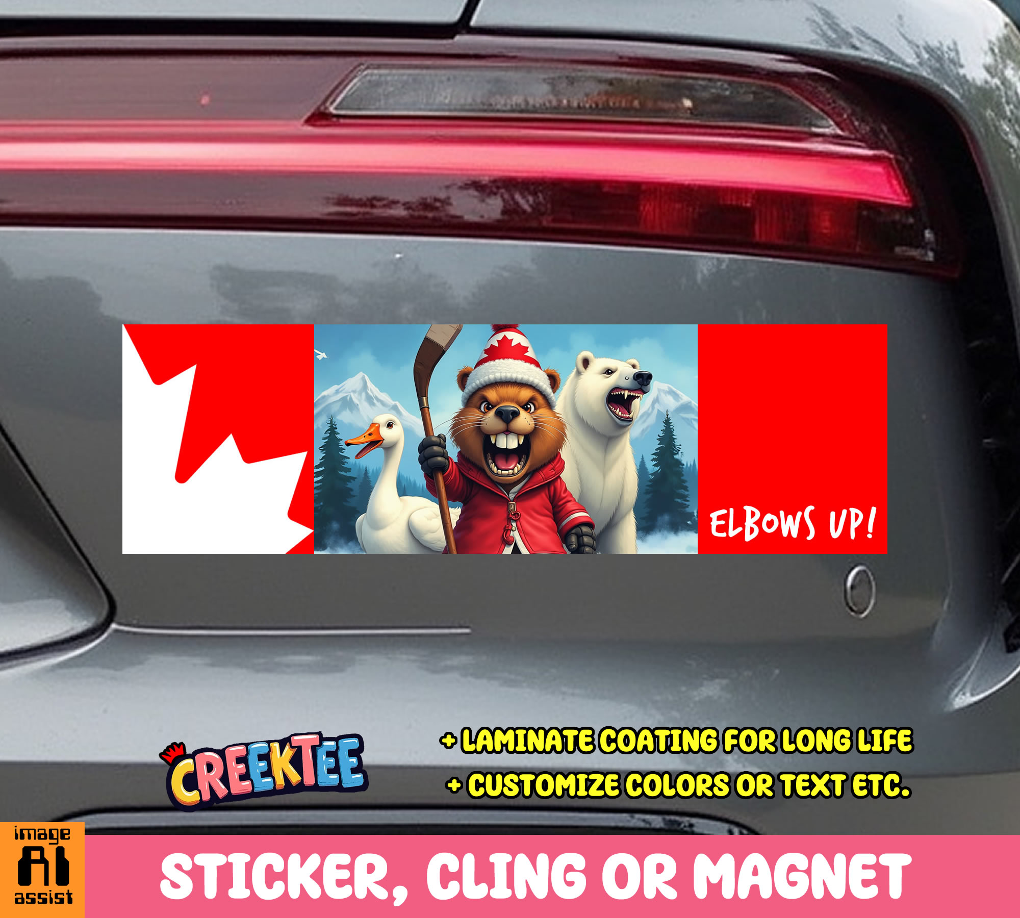 Elbows Up  Vinyl Bumper Sticker  Window Cling or Magnet in UV Laminate Coating and Various Sizes