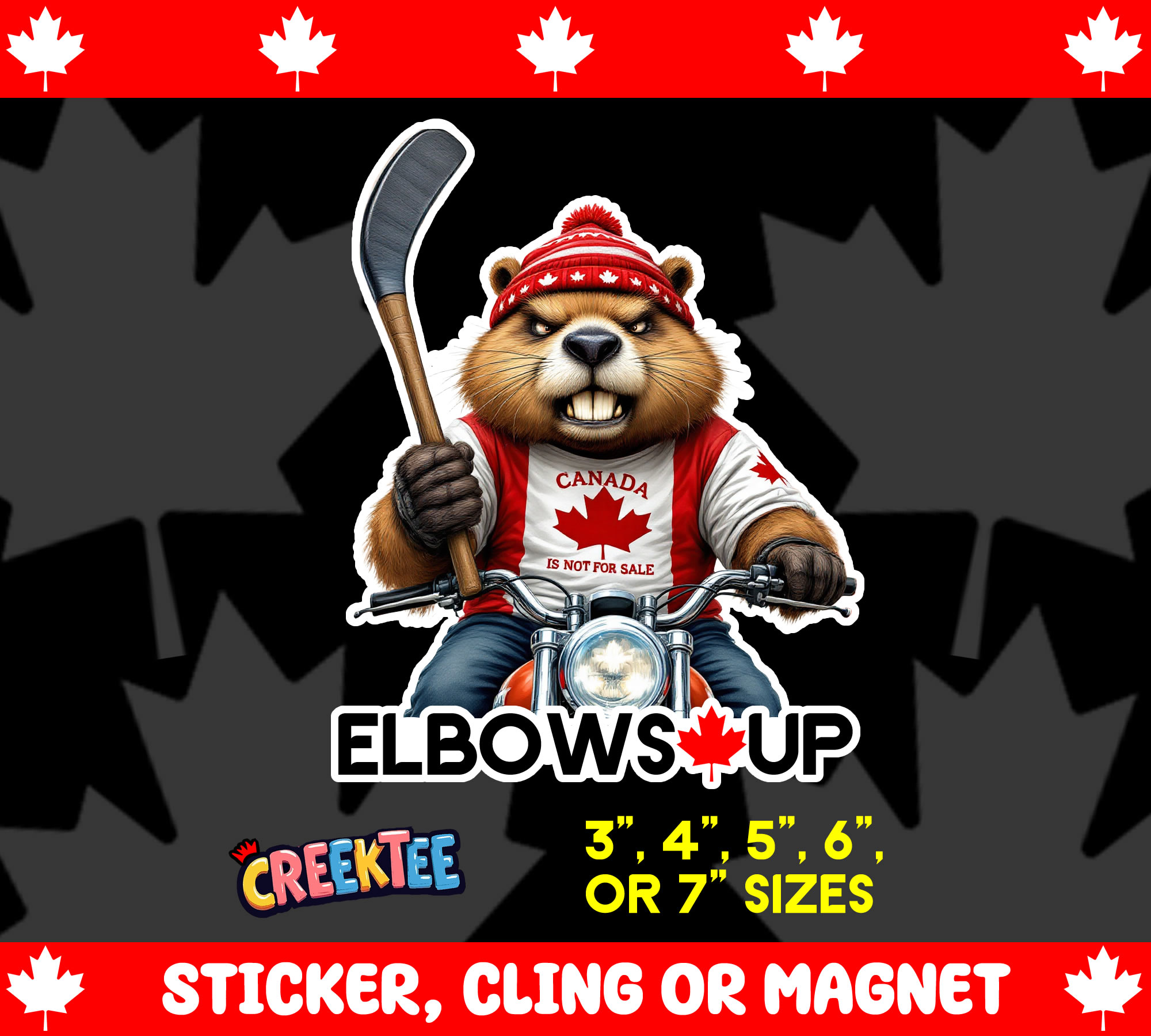 Elbows Up Die Cut Vinyl Sticker  Window Cling or Magnet with Laminate Coating in Various Sizes