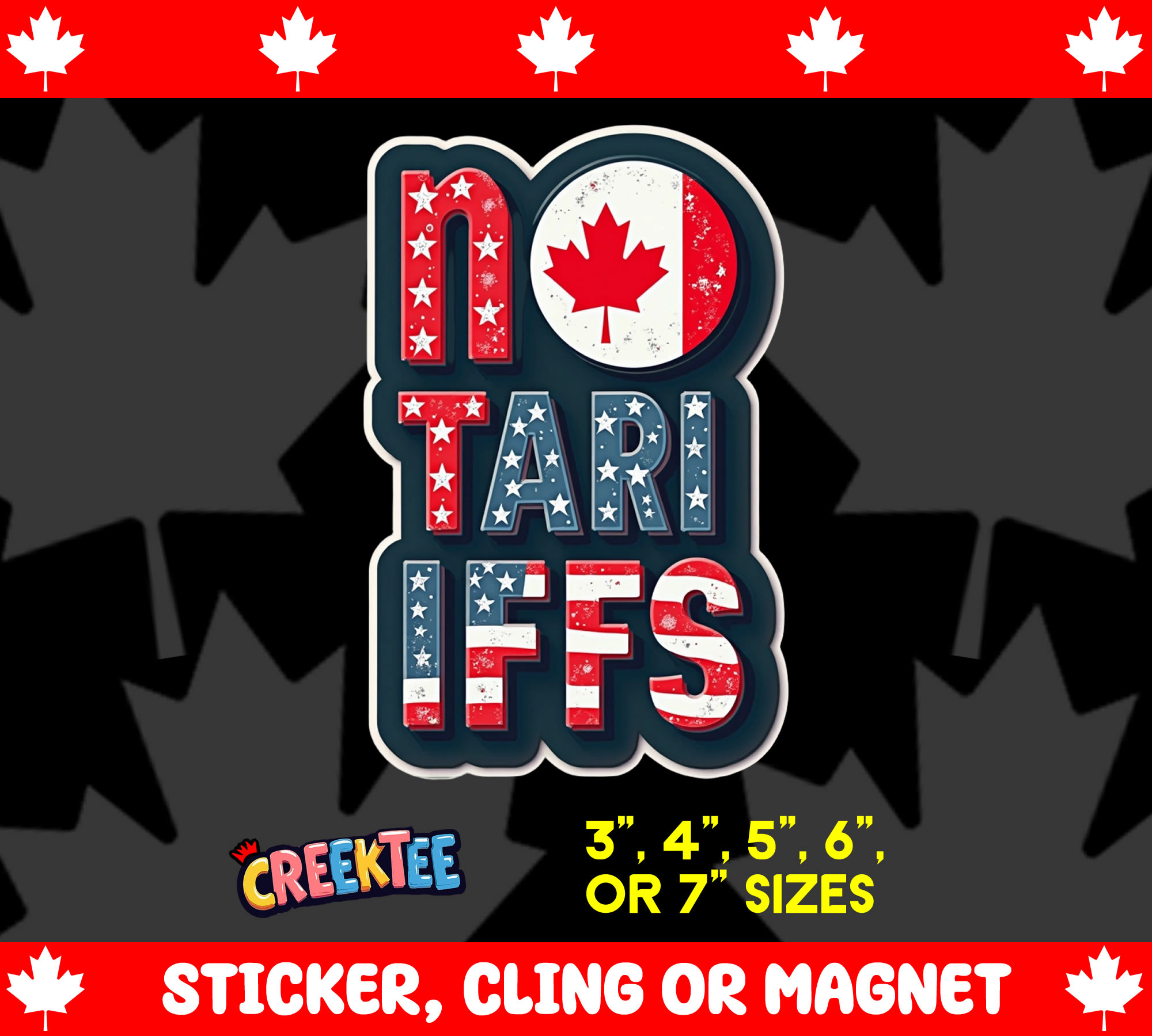 No Tariffs Vinyl Sticker  Window Cling or Magnet with Laminate Coating in Various Sizes