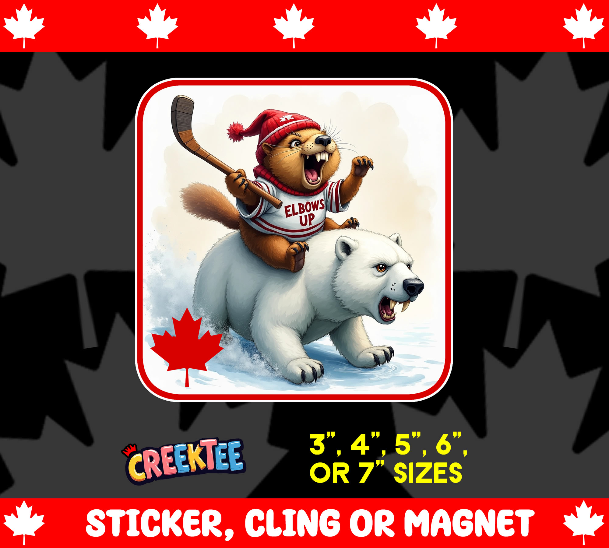 Canada Strong  Elbows Up Vinyl Sticker  Window Cling or Magnet with Laminate Coating in Various Sizes