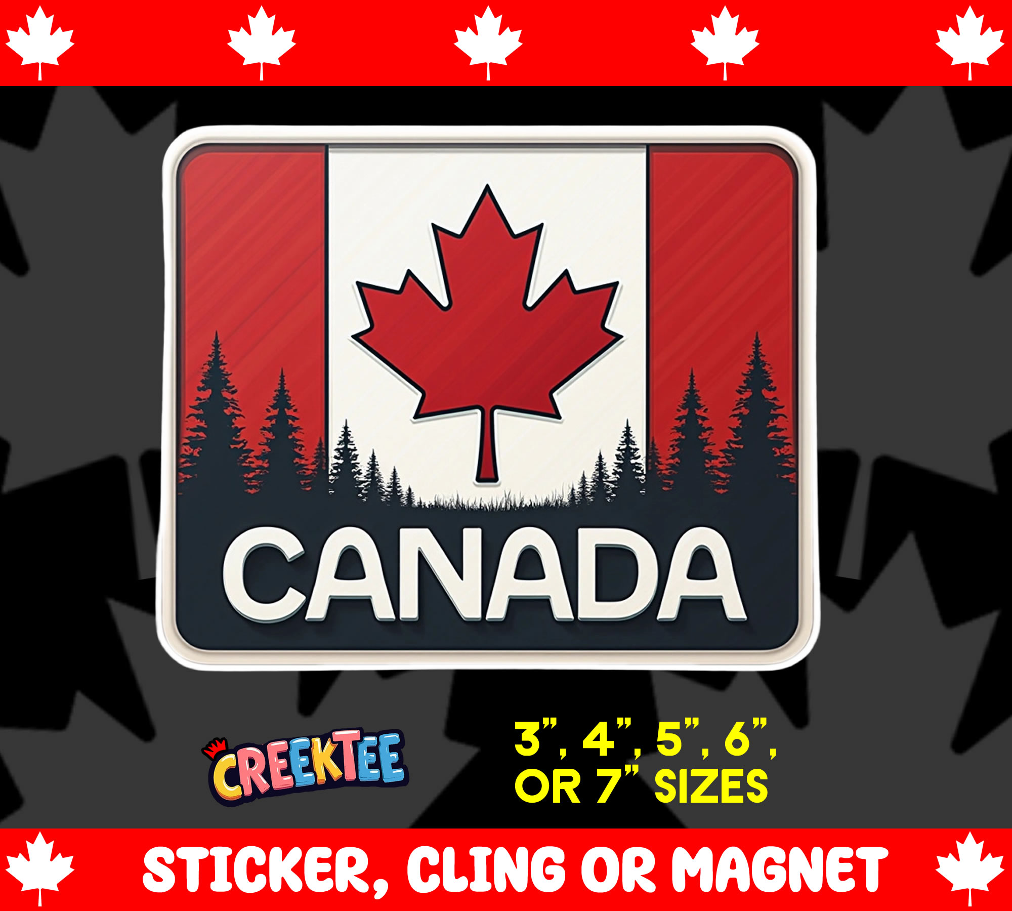 Canada Vinyl Sticker  Window Cling or Magnet with Laminate Coating in Various Sizes