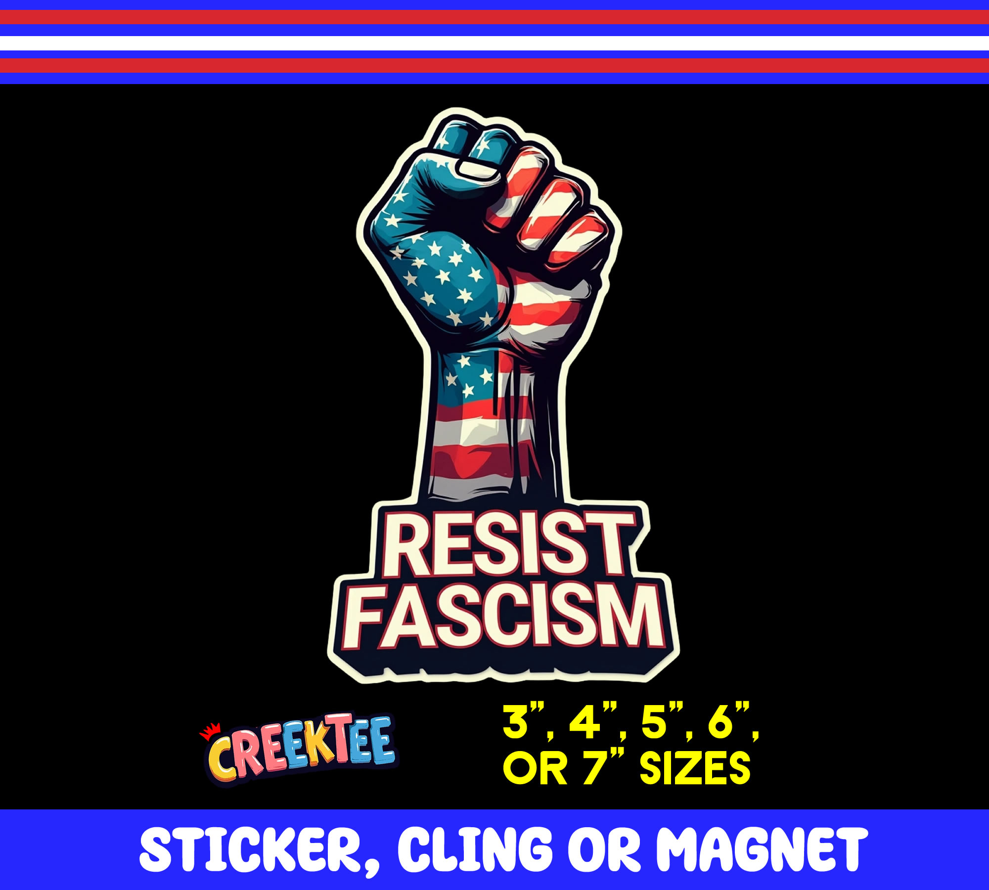 Resist Fascism Die Cut Vinyl Sticker  Window Cling or Magnet with Laminate Coating in Various Sizes