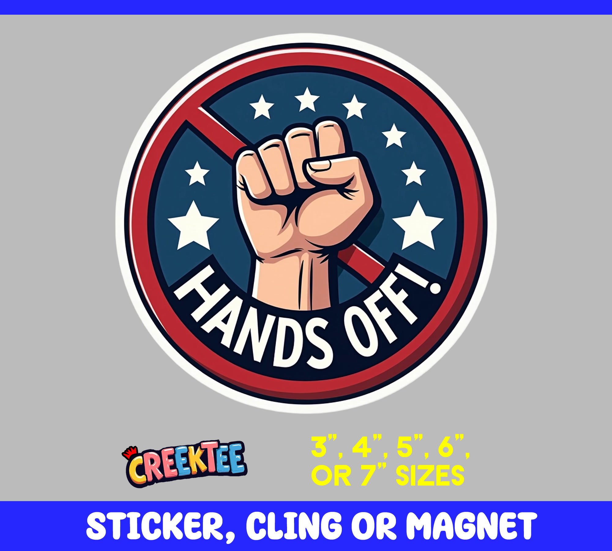 Hands Off USA Vinyl Sticker  Window Cling or Magnet with Laminate Coating in Various Sizes