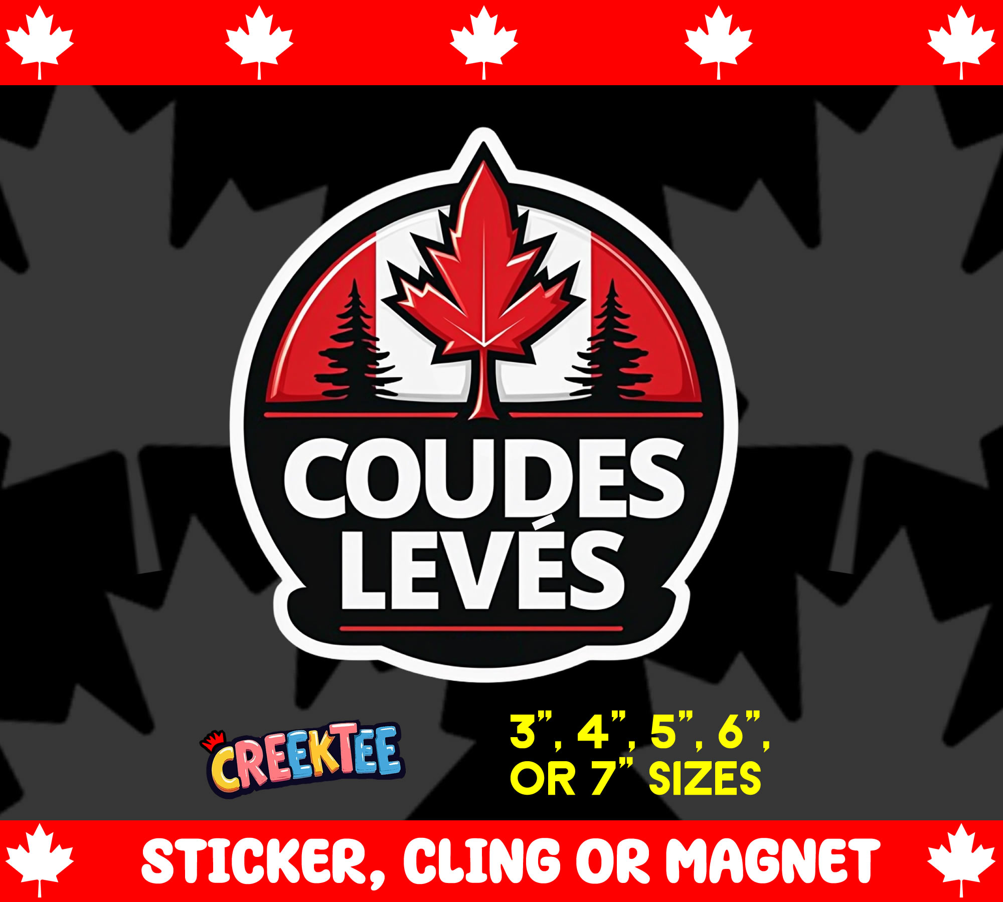 Coudes Leves Die Cut Vinyl Sticker  Window Cling or Magnet with Laminate Coating in Various Sizes