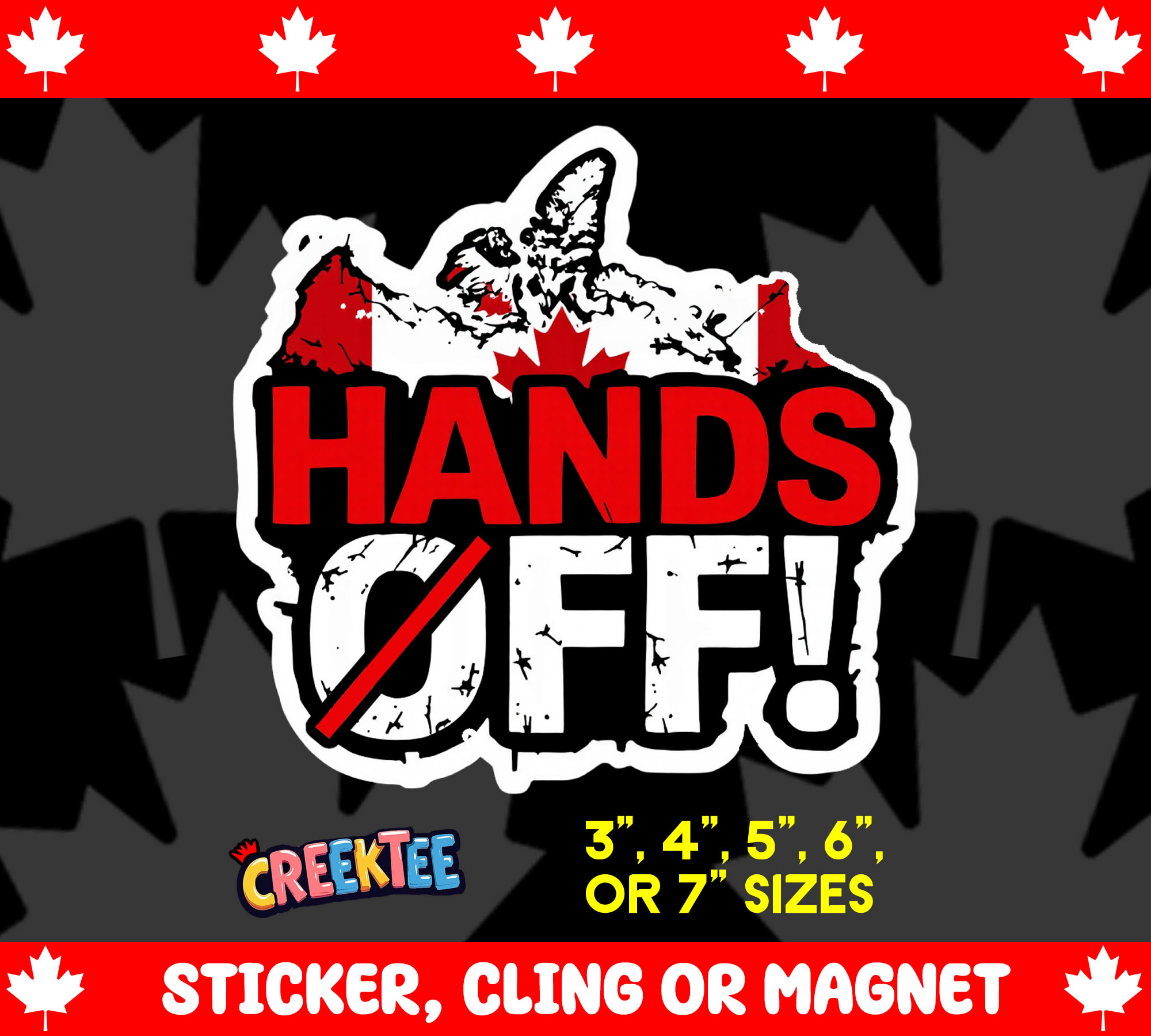 Hands Off  Die Cut Vinyl Sticker  Window Cling or Magnet with Laminate Coating in Various Sizes