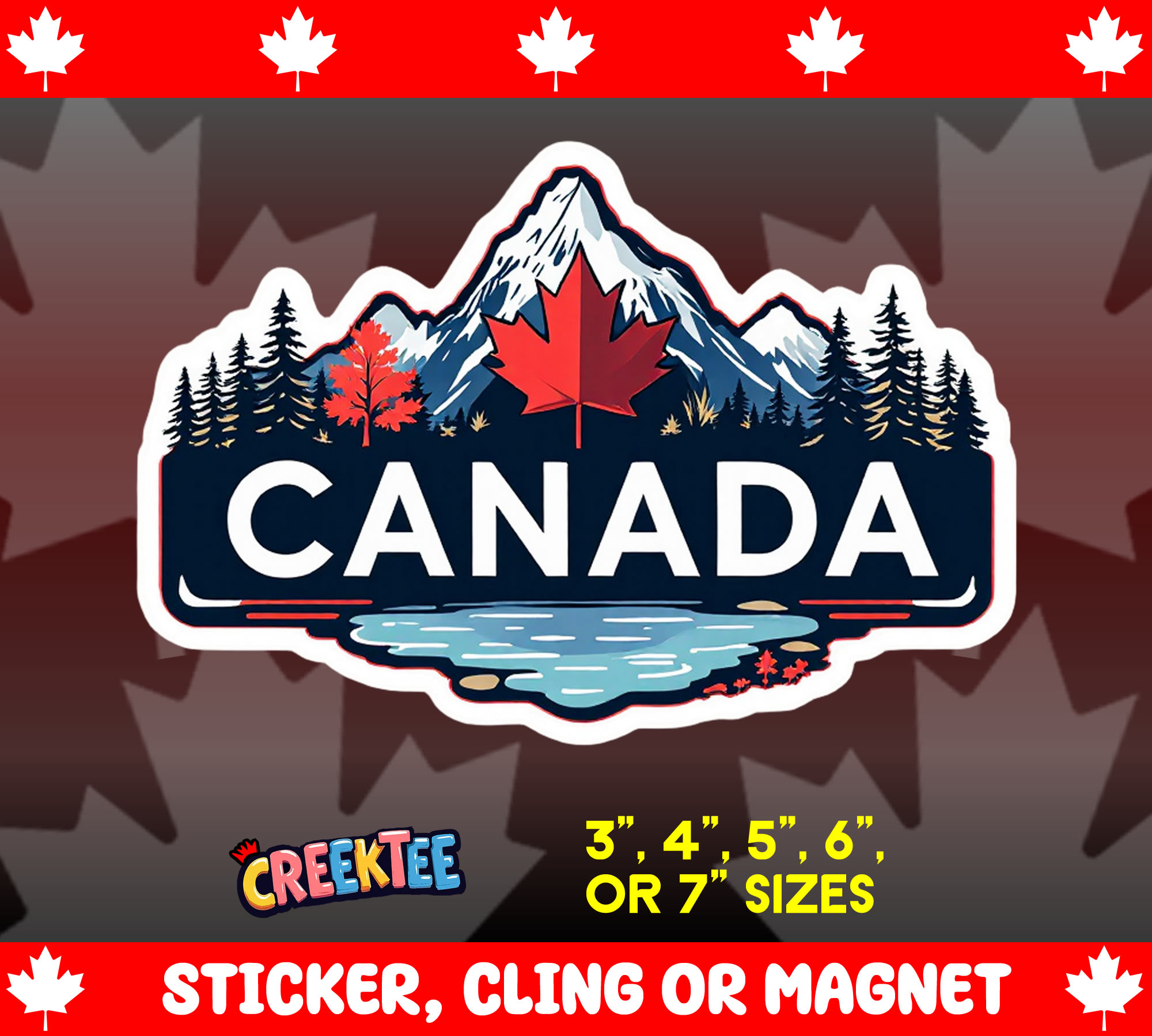 Canada Vinyl Sticker  Window Cling or Magnet with Laminate Coating in Various Sizes