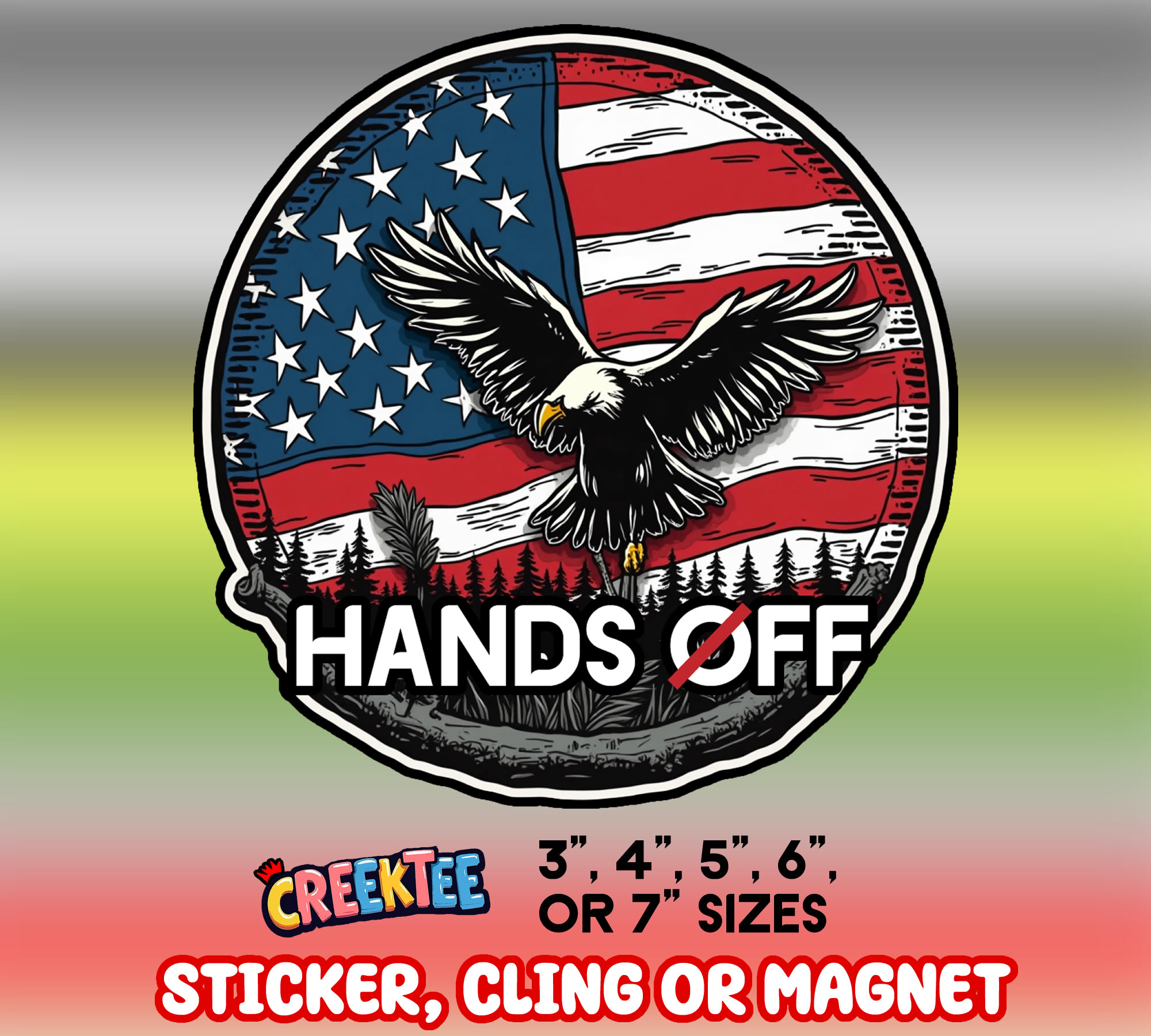 Hands Off  Die Cut Vinyl Sticker  Window Cling or Magnet with Laminate Coating in Various Sizes