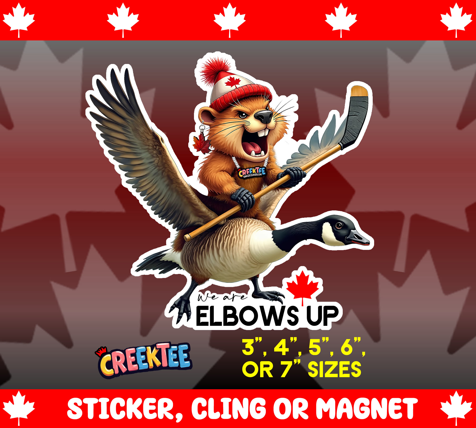 Elbows Up Die Cut Vinyl Sticker  Window Cling or Magnet with Laminate Coating in Various Sizes