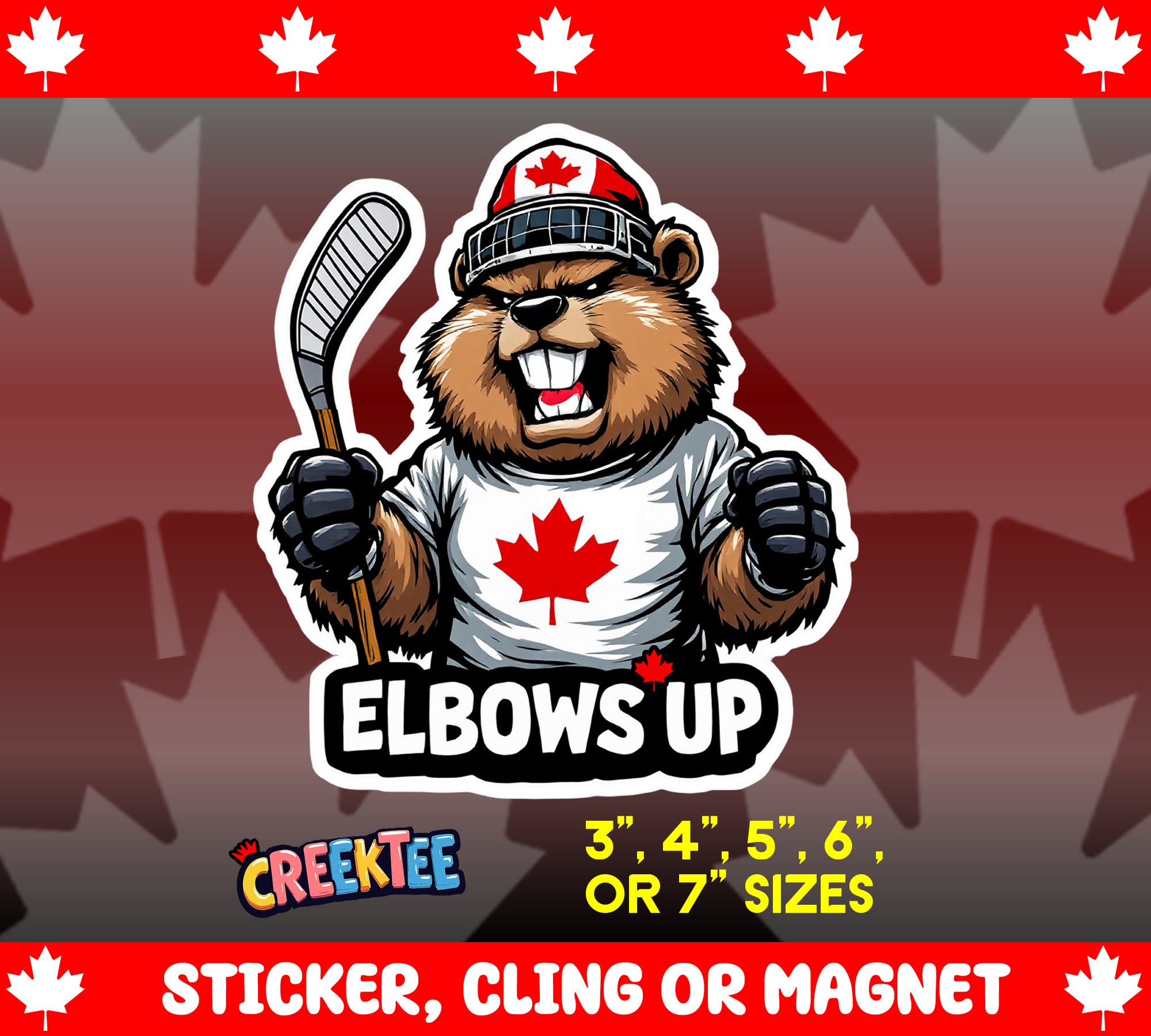 Elbows Up Die Cut Vinyl Sticker  Window Cling or Magnet with Laminate Coating in Various Sizes