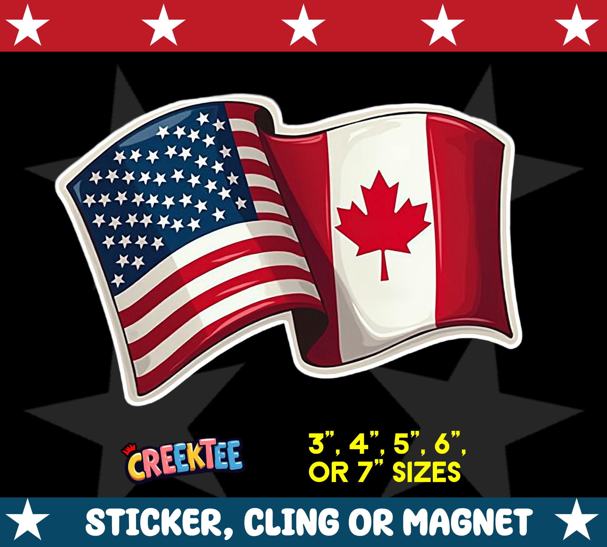 USA   Canada  Die Cut Vinyl Sticker  Window Cling or Magnet with Laminate Coating in Various Sizes