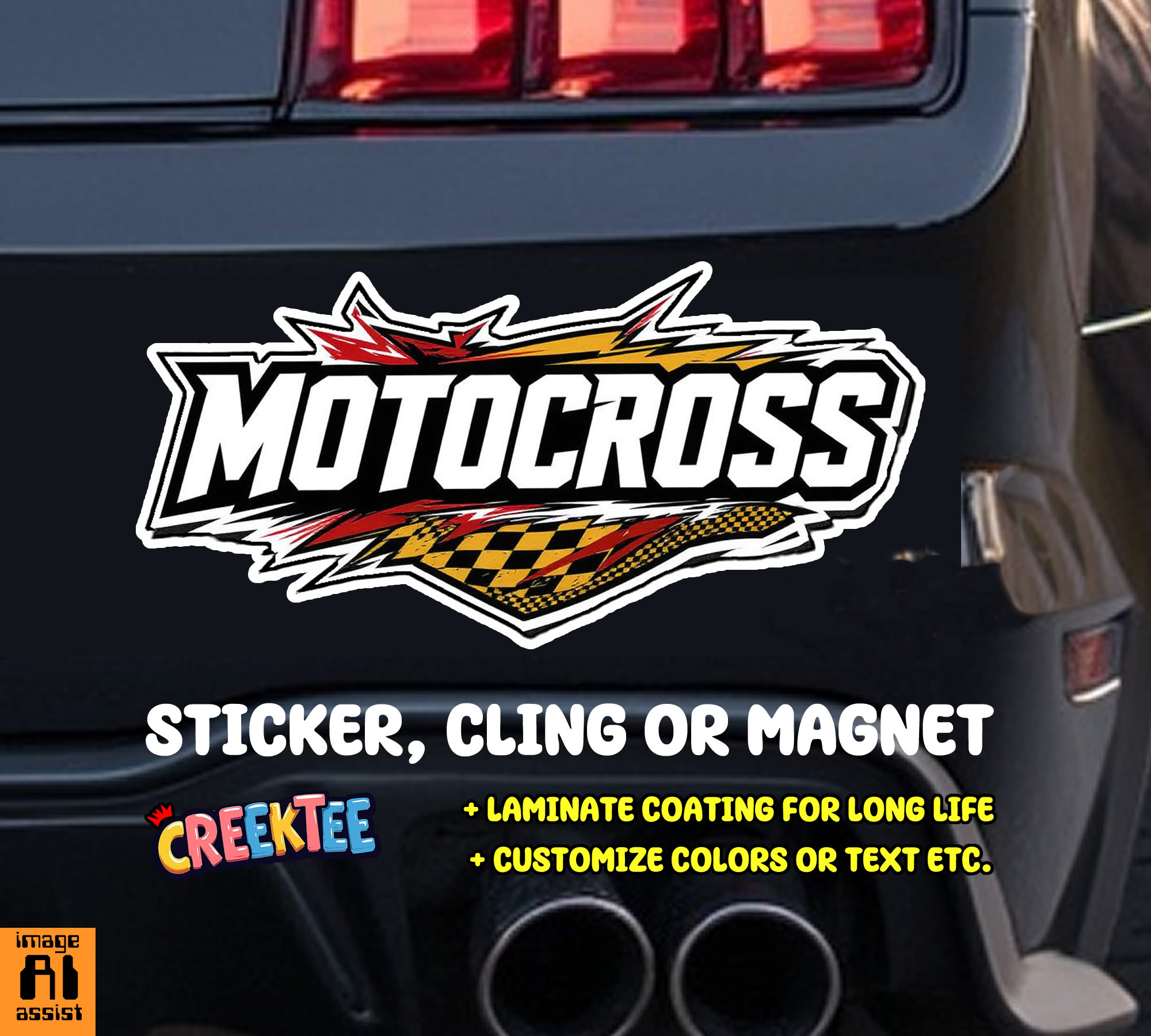 Motocross  Die Cut Vinyl Sticker  Window Cling or Magnet with Laminate Coating in Various Sizes