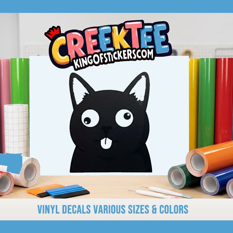 Silly Cat Vinyl Decal In Various Colors  Chrome Colors and Various Sizes